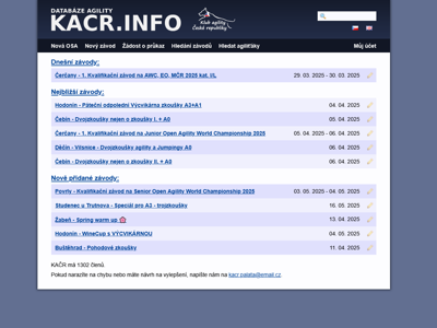 Databáze agility kacr.info