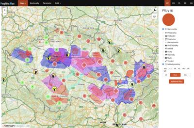 Paragliding mapa