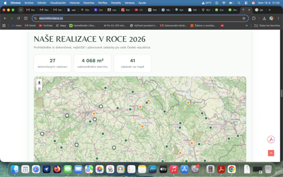 Mapa realizací a vyhledávání vzdáleností