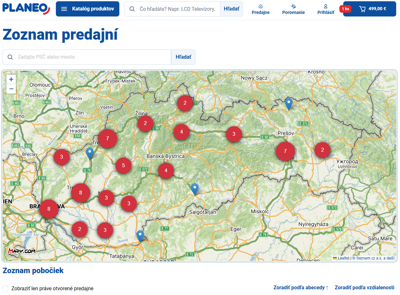 planeo.sk a sieť predajní Planeo